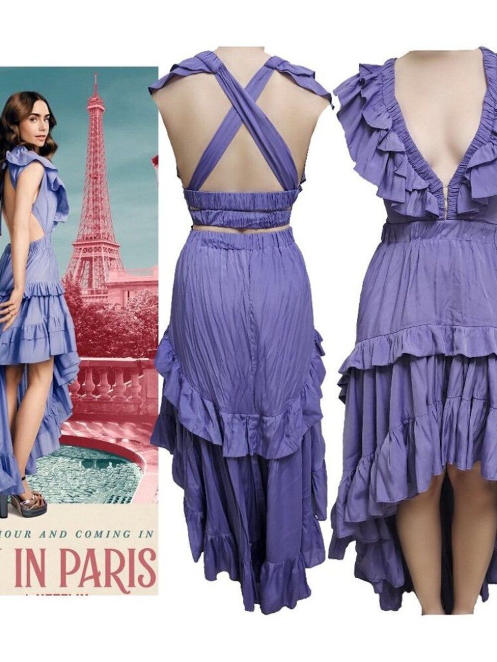 Emily in Paris Inspired Purple Dress Women’s Feminine Parisian Chic